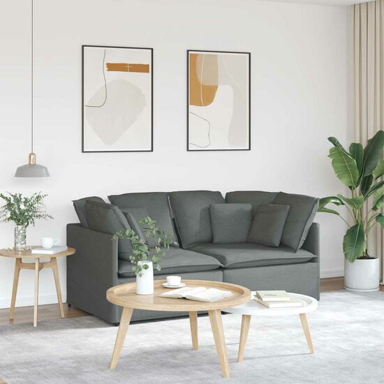 Modulaire Bank Met Kussens Stof Donkergrijs