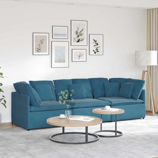 Modulaire Bank Met Kussens Fluweel Blauw