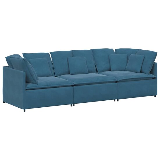 Modulaire Bank Met Kussens Fluweel Blauw