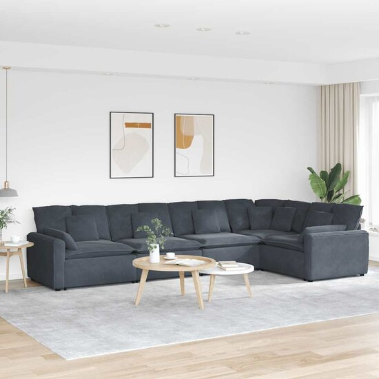 Modulaire Bank Met Kussens Fluweel Donkergrijs
