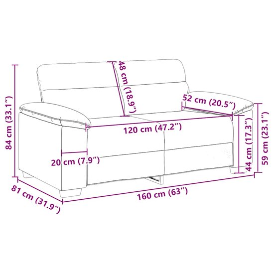 2-Zitsbank Stof 120 cm Donkergrijs