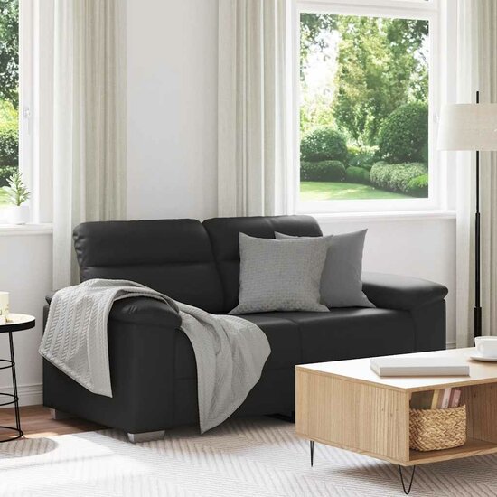 Tweezitsbank Kunstleer 120 cm Zwart