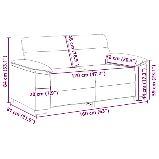 Tweezitsbank Kunstleer 120 cm Zwart