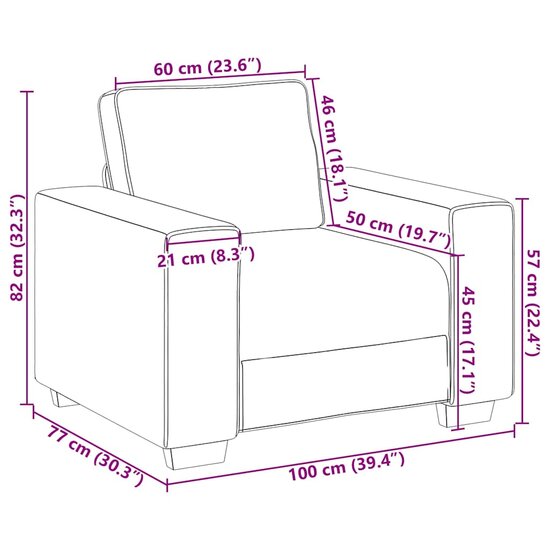 Fauteuil Stof 60 cm Zwart