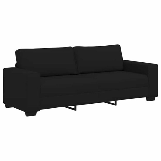 3-Delige Loungeset Met Kussens Stof Zwart