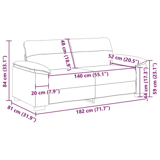 Tweezitsbank Kunstleer Kleurig 140 cm Cappuccino