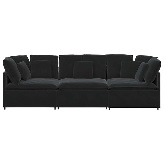 Modulaire Bank Met Kussens Fluweel Zwart