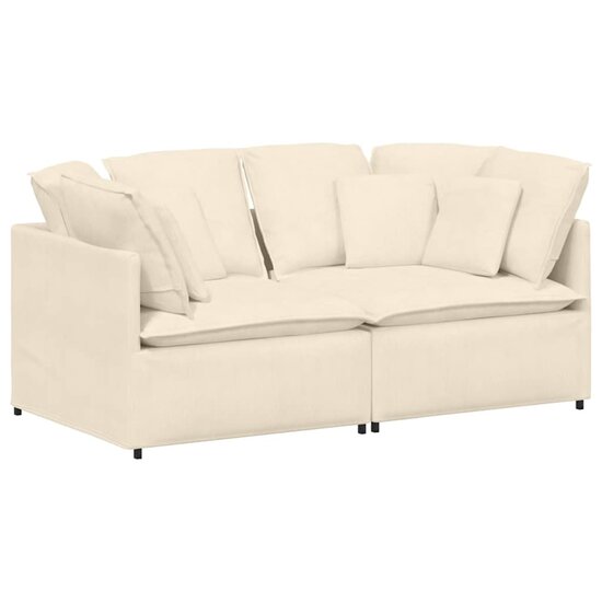 Modulaire Bank Met Kussens Corduroy Stof Kleurig Cr&egrave;me
