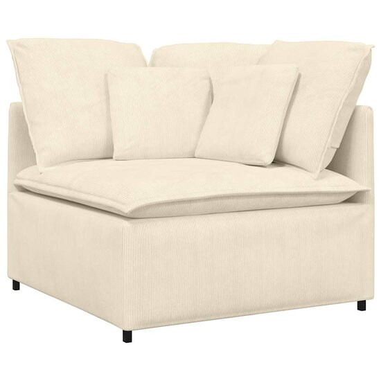 Modulaire Bank Met Kussens Corduroy Stof Kleurig Cr&egrave;me