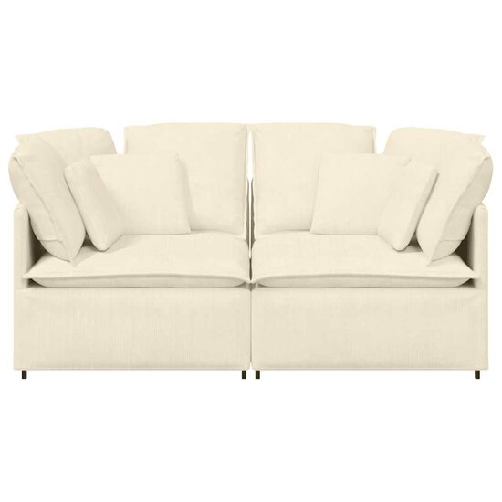 Modulaire Bank Met Kussens Corduroy Stof Kleurig Cr&egrave;me