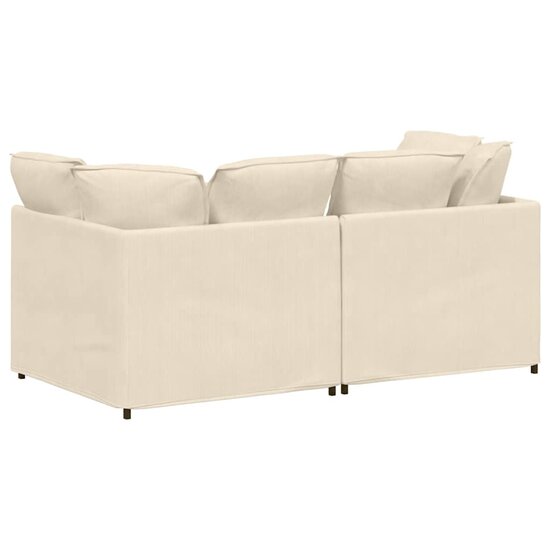 Modulaire Bank Met Kussens Corduroy Stof Kleurig Cr&egrave;me