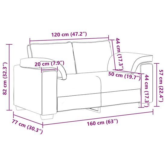 Loveseat Bank Fluweel 120 cm Donkergrijs