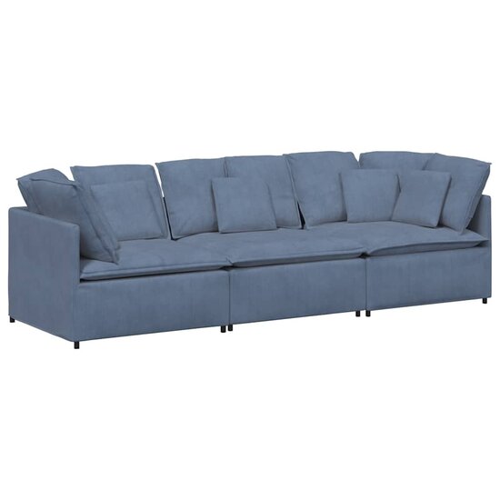 Modulaire Bank Met Kussens Corduroy Stof Blauw