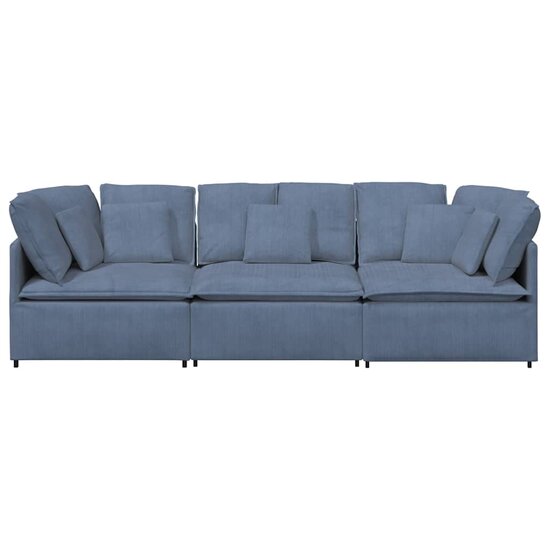 Modulaire Bank Met Kussens Corduroy Stof Blauw