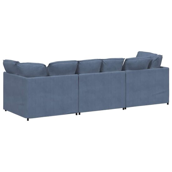 Modulaire Bank Met Kussens Corduroy Stof Blauw