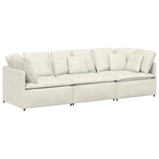Modulaire Bank Met Kussens Fluweel Kleurig Cr&egrave;me