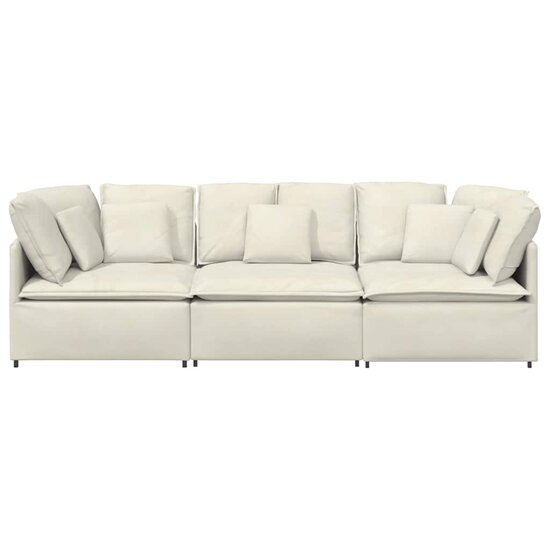 Modulaire Bank Met Kussens Fluweel Kleurig Cr&egrave;me