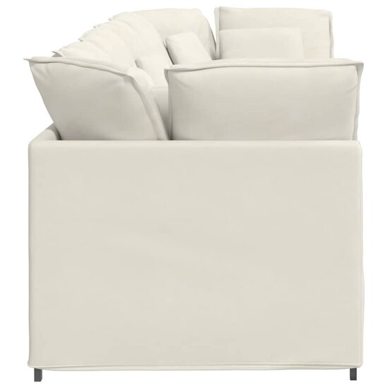 Modulaire Bank Met Kussens Fluweel Kleurig Cr&egrave;me