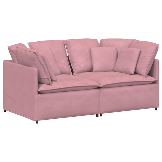 Modulaire Bank Met Kussens Fluweel Roze
