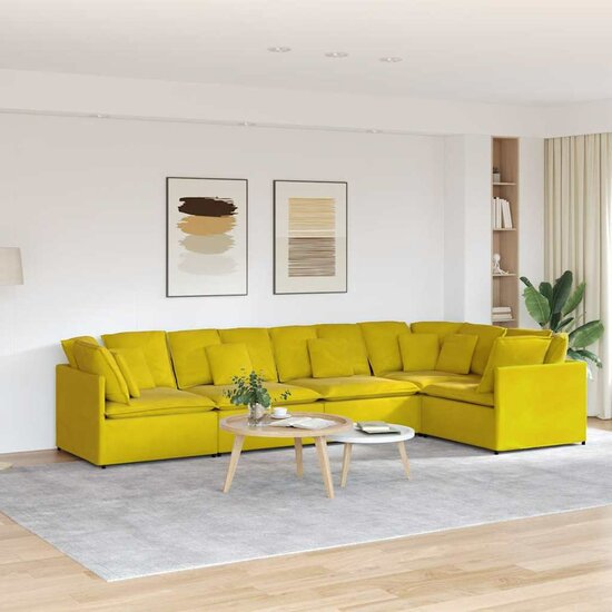 Modulaire Bank Met Kussens Fluweel Geel
