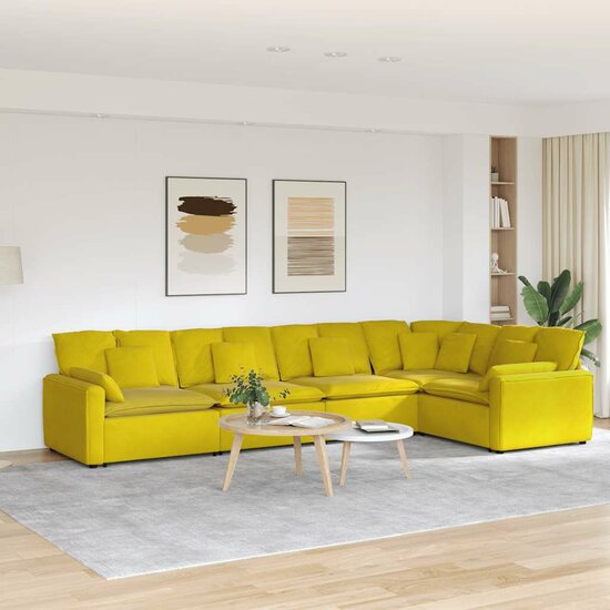 Modulaire Bank Met Kussens Fluweel Geel