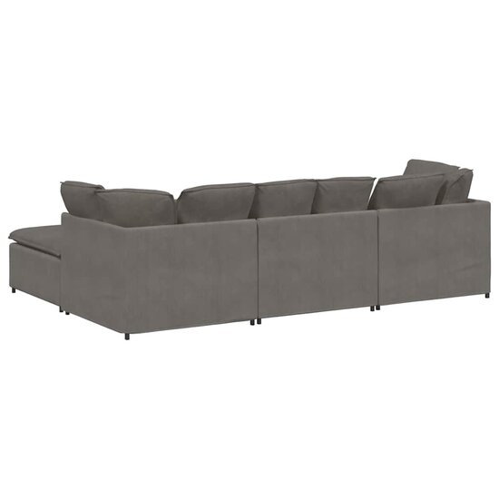 Modulaire Bank Met Voetenbank&amp;Kussens Corduroy Stof Lichtgrijs