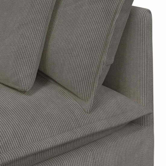 Modulaire Bank Met Voetenbank&amp;Kussens Corduroy Stof Lichtgrijs