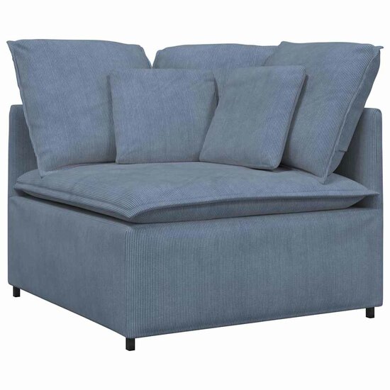 Modulaire Bank Met Voetenbank En Kussens Corduroy Stof Blauw