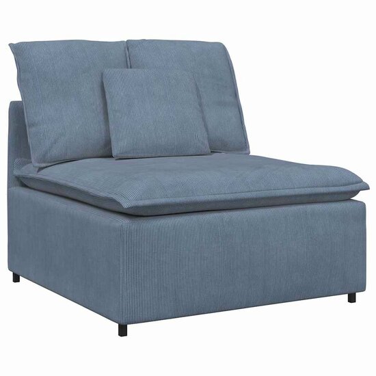Modulaire Bank Met Voetenbank En Kussens Corduroy Stof Blauw
