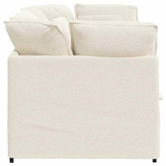 Modulaire Bank Met Kussens Gekrulde Wolachtige Stof Cr&egrave;me