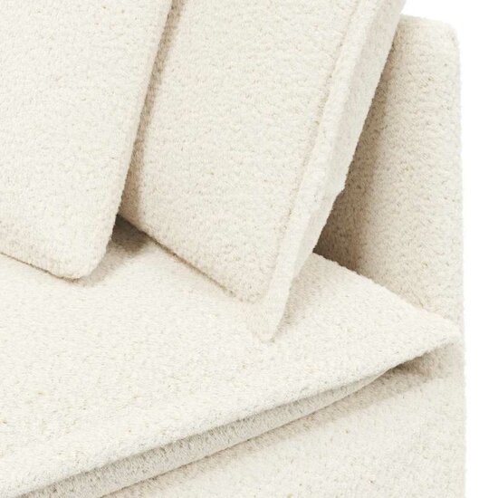Modulaire Bank Met Kussens Gekrulde Wolachtige Stof Cr&egrave;me