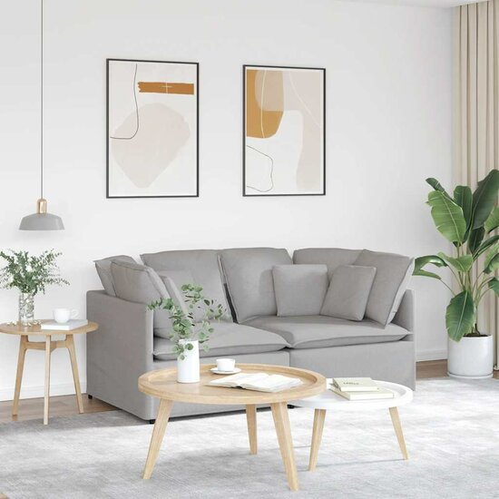 Modulaire Bank Met Kussens Stof Wolk Grijs Wolkengrijs