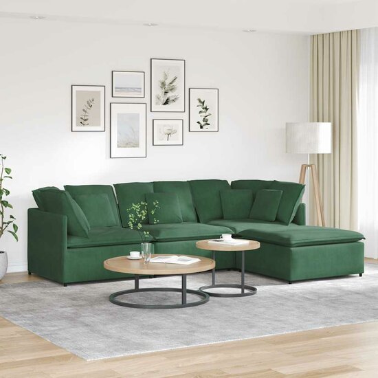 Modulaire Bank Met Voetenbank En Kussens Corduroy Jungle Groen Oerwoudgroen