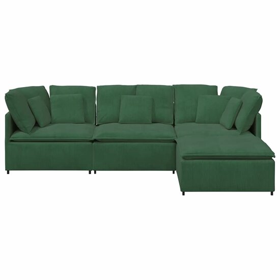 Modulaire Bank Met Voetenbank En Kussens Corduroy Jungle Groen Oerwoudgroen