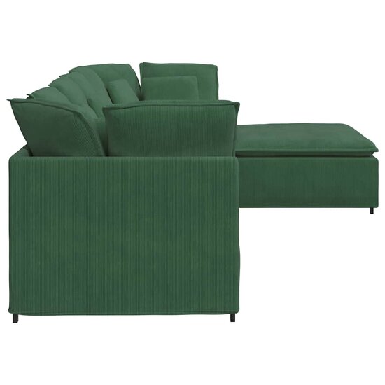 Modulaire Bank Met Voetenbank En Kussens Corduroy Jungle Groen Oerwoudgroen