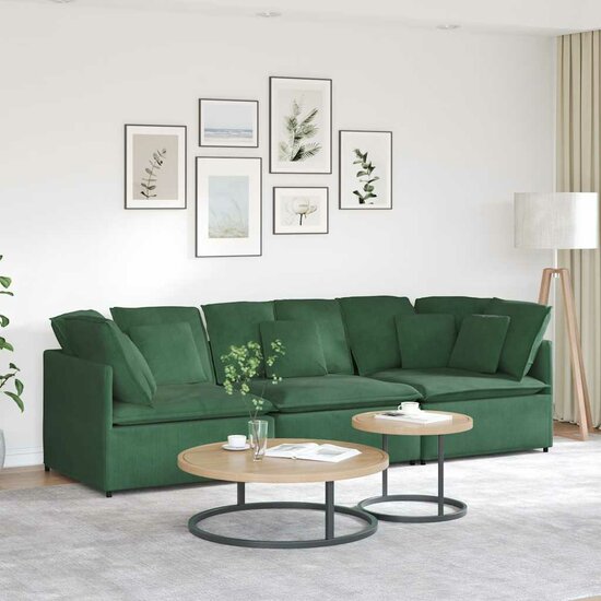 Modulaire Bank Met Kussens Corduroy Stof Jungle Groen Oerwoudgroen