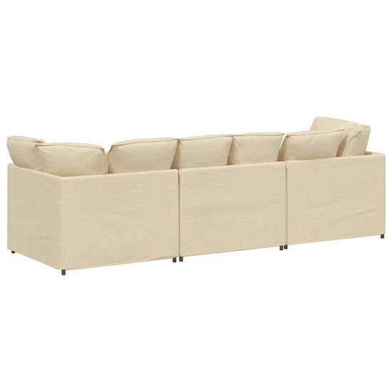 Modulaire Bank Met Kussens Stof Kleurig Cr&egrave;me