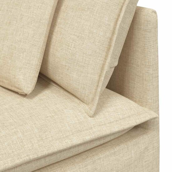 Modulaire Bank Met Voetenbank En Kussens Stof Kleurig Cr&egrave;me