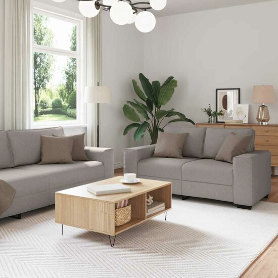 2-Delige Loungeset Met Kussens Stof Taupe
