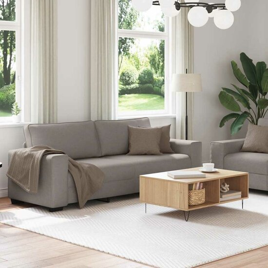 2-Delige Loungeset Met Kussens Stof Taupe