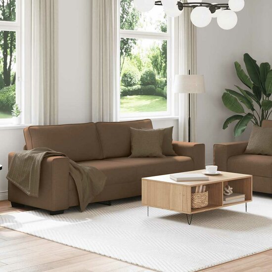 2-Delige Loungeset Met Kussens Stof Bruin