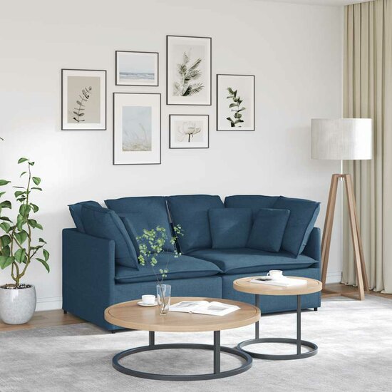 Modulaire Bank Met Kussens Stof Blauw