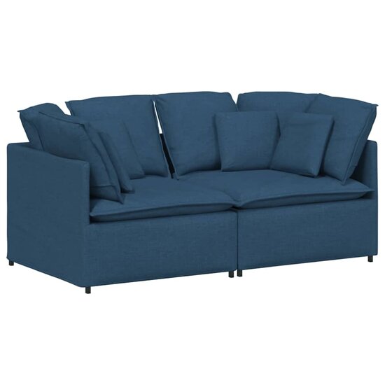 Modulaire Bank Met Kussens Stof Blauw