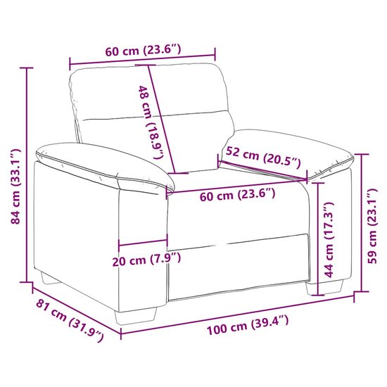 Fauteuil Stof 60 cm Lichtgrijs