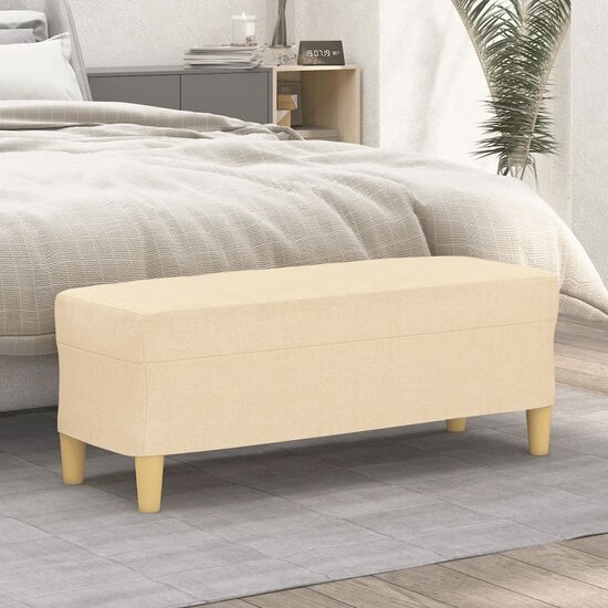 Bankje 100x35x41 cm stof cr&egrave;mekleurig