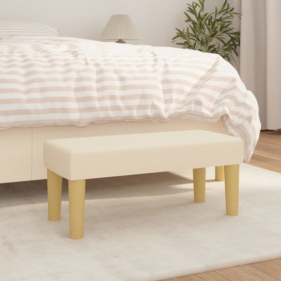 Bankje Stof Kleurig 70 x 30 x 30 cm Cr&egrave;me