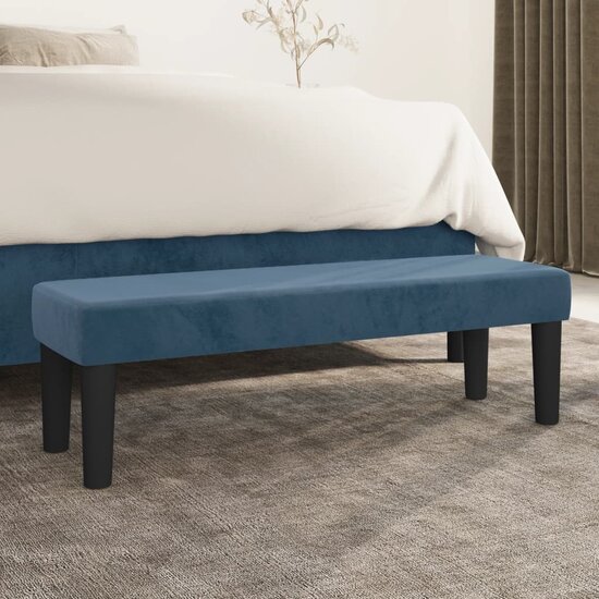 Bankje 100x30x30 cm fluweel donkerblauw