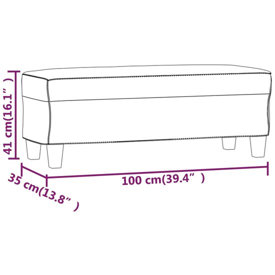 Bankje Kunstleer 100 x 35 x 41 cm Grijs