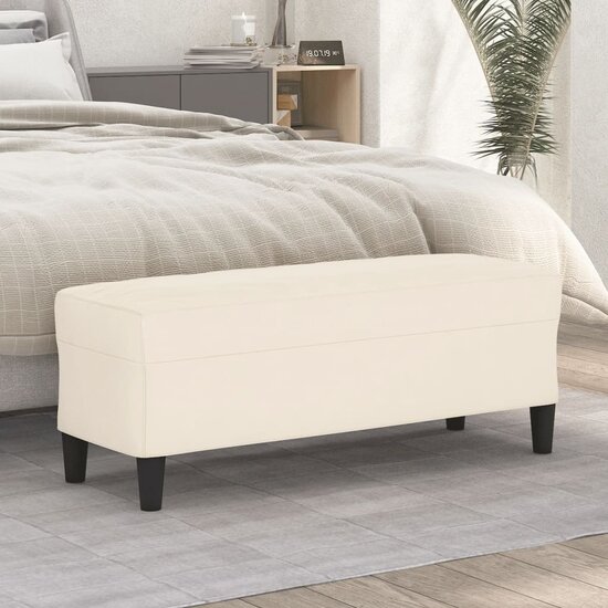 Bankje Fluweel Kleurig 100 x 35 x 41 cm Cr&egrave;me
