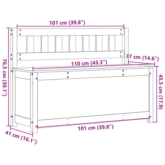 Bankje 110X41X76,5 Cm Massief Grenenhout 110 x 41 x 76.5 cm Wit